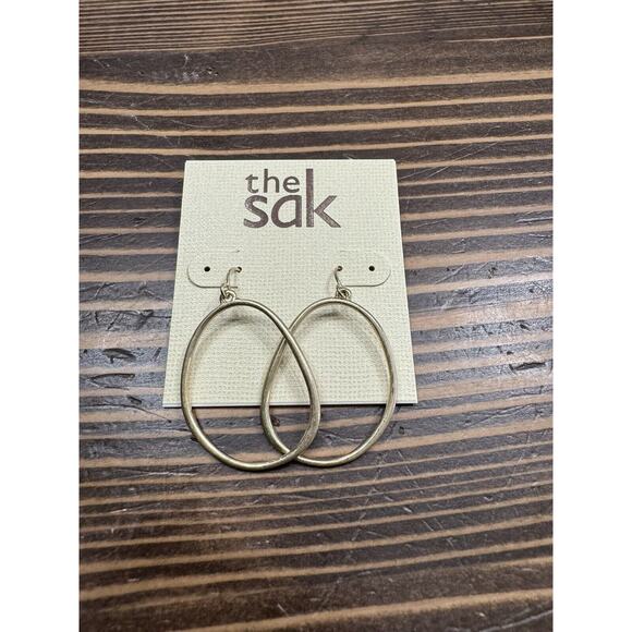 THE SAK GOLD Asymmetrical Hoop Earrings NICKEL SAFE NWT - Picture 1 of 2